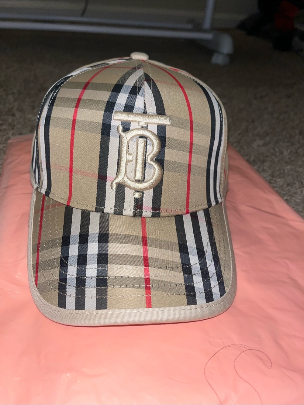 Burberry Icon Logo Tan Plaid Baseball Cap